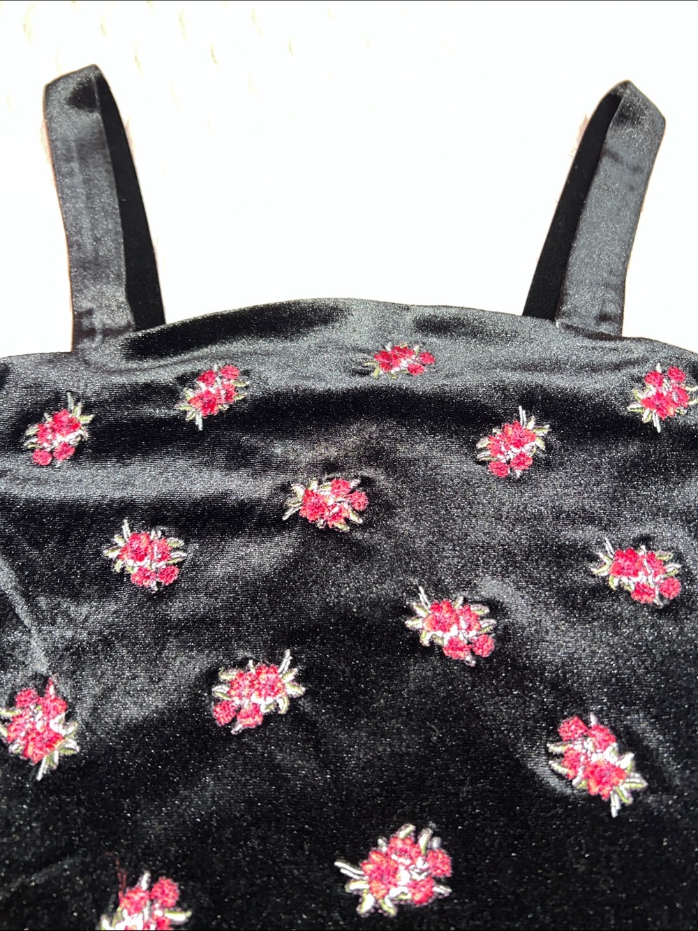 forever21 black velvet embroidered floral roses dress - Picture 7 of 10